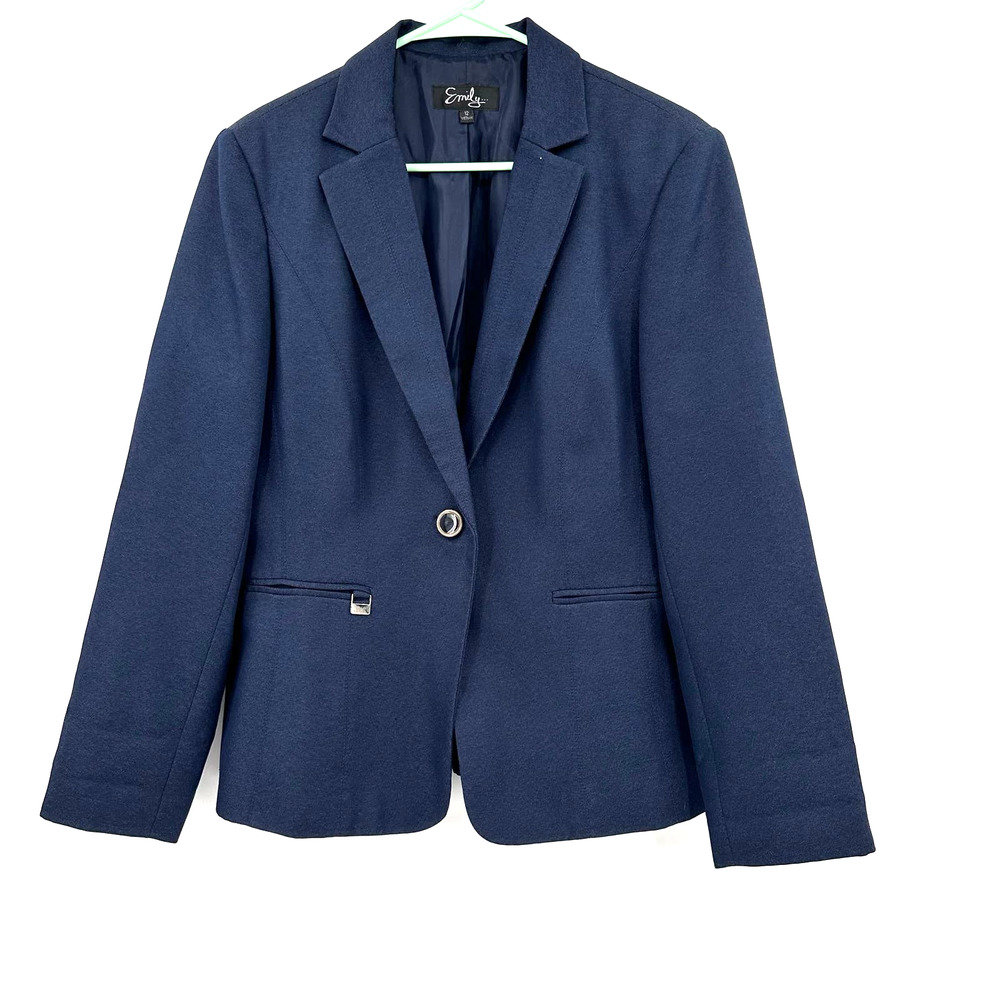 Emily size 12‎ navy blue single button blazer jacket